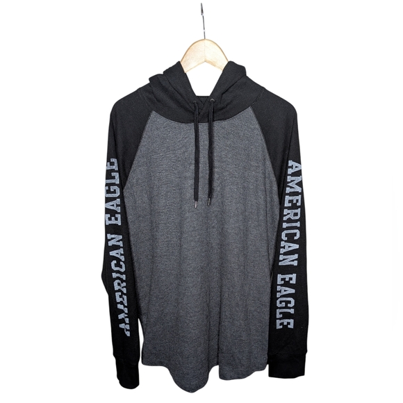 American Eagle Outfitters Other - American Eagle Long Sleeve Tee Men's Large Gray Black Super Soft Thermal Hoodie